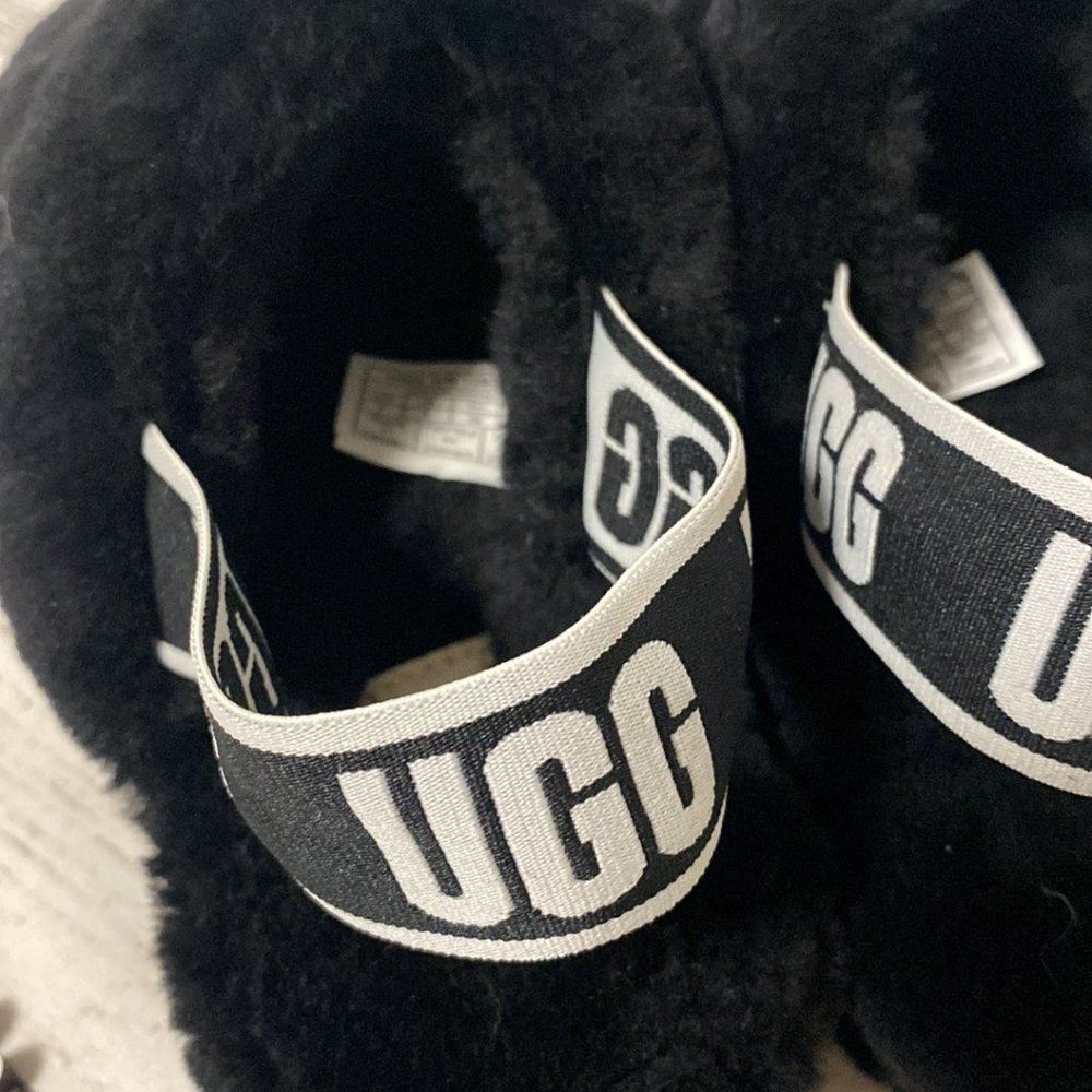 *Ugg Fluff Yeah Slide Black White Women's Size 7 - Picture 7 of 9